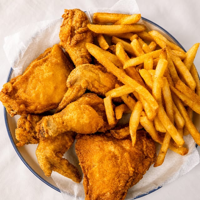 6 Pcs Mixed Legs, Thighs, & Wings (with Fries).