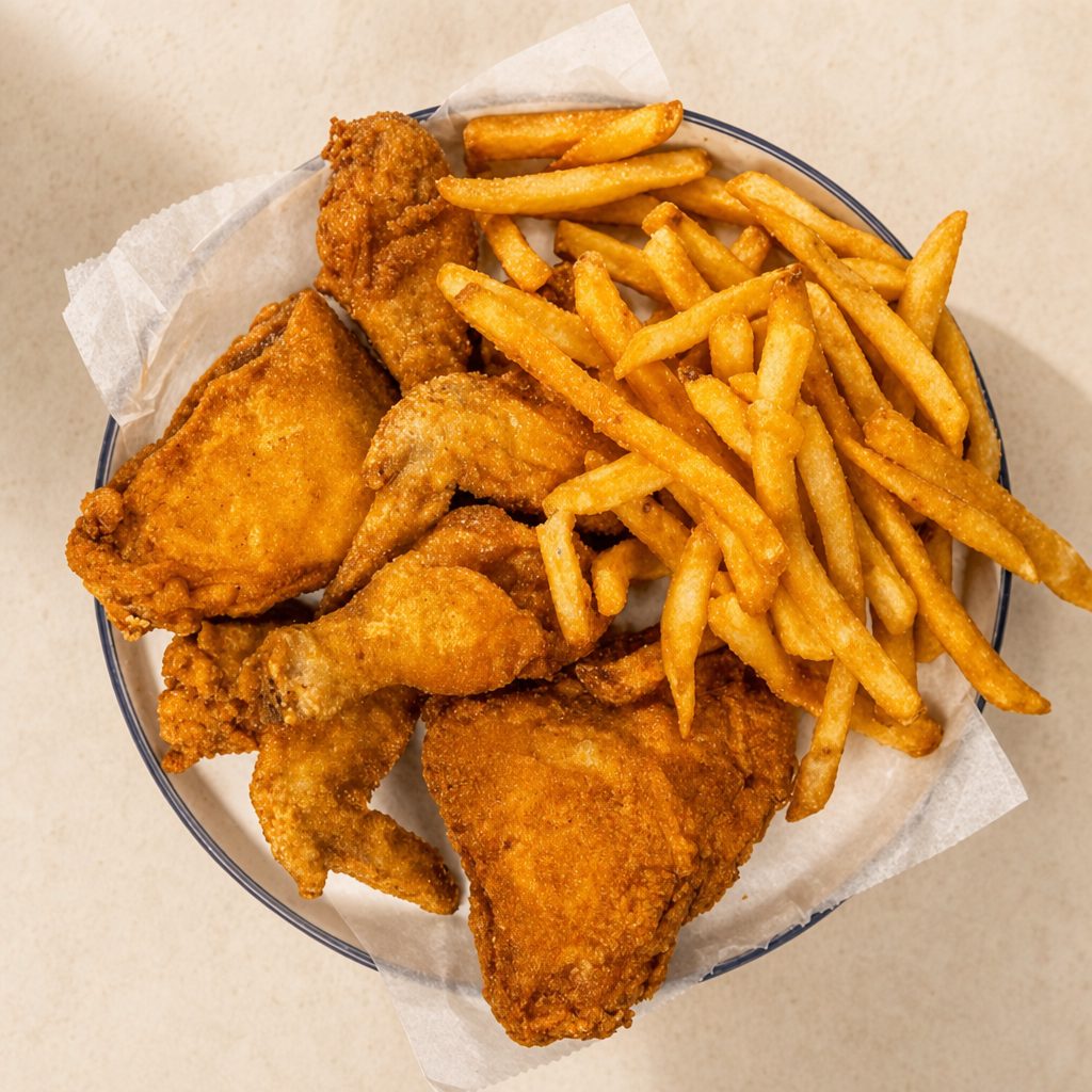 6 Pcs Chicken Mix (Legs, Thighs, & Wings) & Fries.