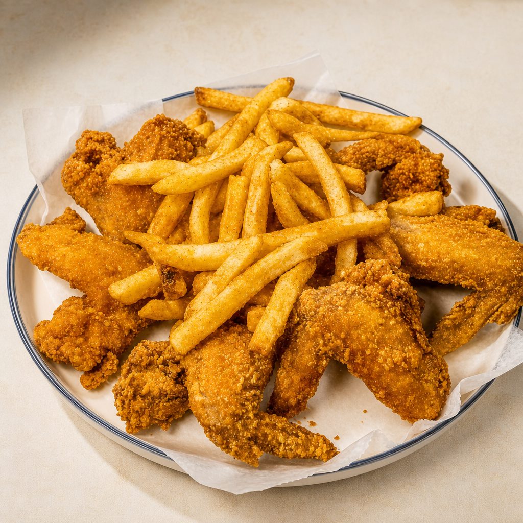 Wings (8 Pcs) & Fries.