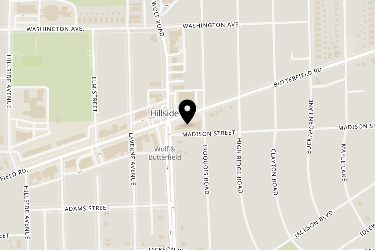Map showing the location of Sharks Fish & Chicken Hillside on 4741 Butterfield Rd in Hillside